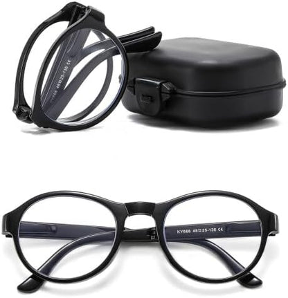 Mini lunettes pliantes – Cadre métal noir, format compact avec boîte