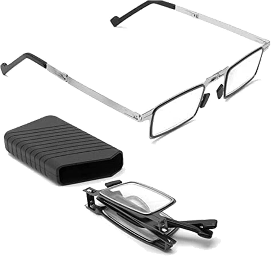 Lunettes pliantes unisexes – Anti-lumière bleue, monture métal, avec étui