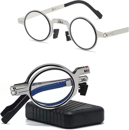 Lunettes pliantes unisexes – Anti-lumière bleue, monture métal, avec étui