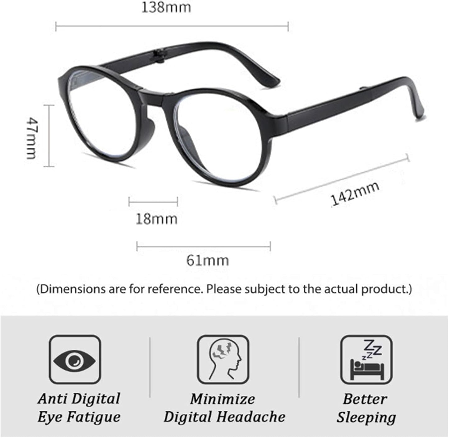 Mini lunettes pliantes – Cadre métal noir, format compact avec boîte