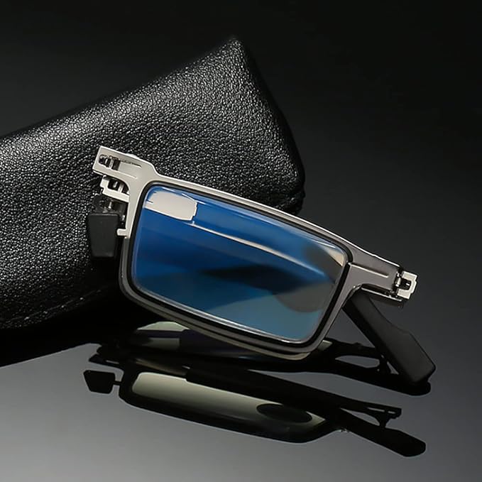 Lunettes pliantes unisexes – Anti-lumière bleue, monture métal, avec étui