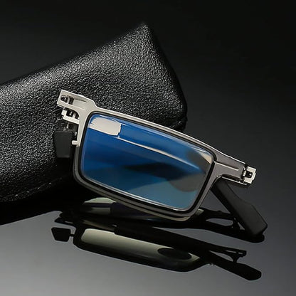 Lunettes pliantes unisexes – Anti-lumière bleue, monture métal, avec étui