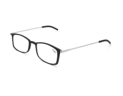Lunettes de lecture unisexes confortables à monture en silicone et branches en métal, ultra-légères et économiques.