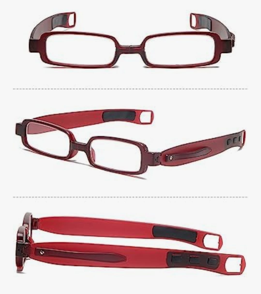 Lunettes de lecture compactes pliables pour homme et femme - Rotation à 360 ° - Aide à la lecture - Légères - TR90 - Petites lunettes étroites pliantes avec étui en cuir