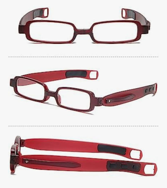 Lunettes de lecture compactes pliables pour homme et femme - Rotation à 360 ° - Aide à la lecture - Légères - TR90 - Petites lunettes étroites pliantes avec étui en cuir