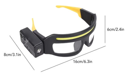 Lampe frontale intégrée à lunettes, LED COB 1000LM, étanche, USB, avec capteur de mouvement, idéale pour la pêche nocturne et le cyclisme.