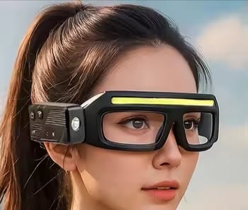 Lampe frontale intégrée à lunettes, LED COB 1000LM, étanche, USB, avec capteur de mouvement, idéale pour la pêche nocturne et le cyclisme.