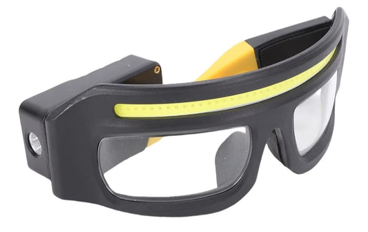 Lampe frontale intégrée à lunettes, LED COB 1000LM, étanche, USB, avec capteur de mouvement, idéale pour la pêche nocturne et le cyclisme.