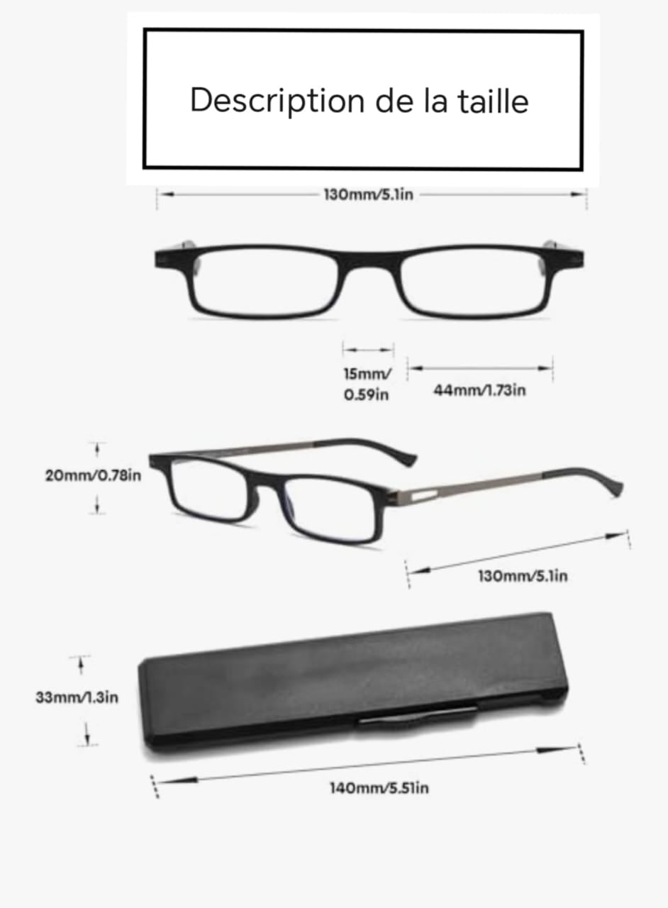 Lunettes de lecture pliantes ultra minces pour femmes et hommes lecteurs compacts TR90 bloquant la lumière bleue avec étui plat mince portable