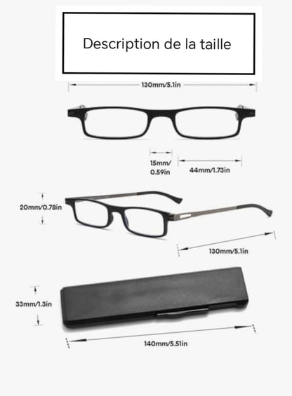Lunettes de lecture pliantes ultra minces pour femmes et hommes lecteurs compacts TR90 bloquant la lumière bleue avec étui plat mince portable