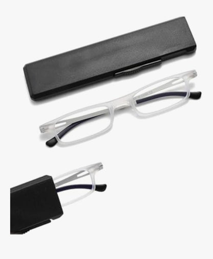 Lunettes de lecture pliantes ultra minces pour femmes et hommes lecteurs compacts TR90 bloquant la lumière bleue avec étui plat mince portable