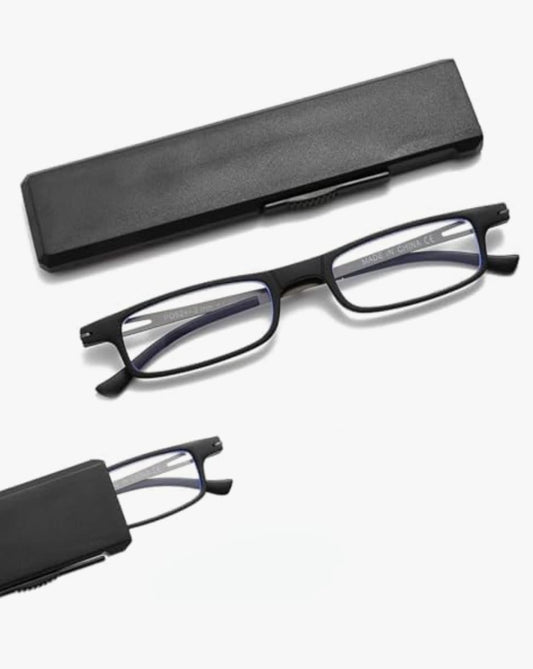 Lunettes de lecture pliantes ultra minces pour femmes et hommes lecteurs compacts TR90 bloquant la lumière bleue avec étui plat mince portable