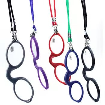 Lunettes de lecture pour presbytes +3,5 MINI, style carte, avec cordon autour du cou et pince-nez