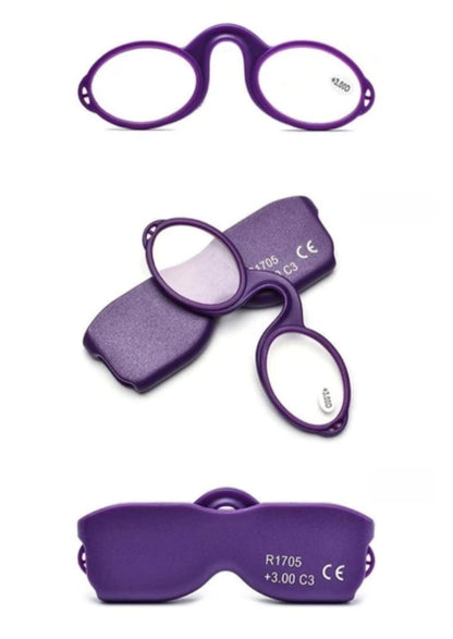 Lunettes de lecture pour presbytes +3,5 MINI, style carte, avec cordon autour du cou et pince-nez