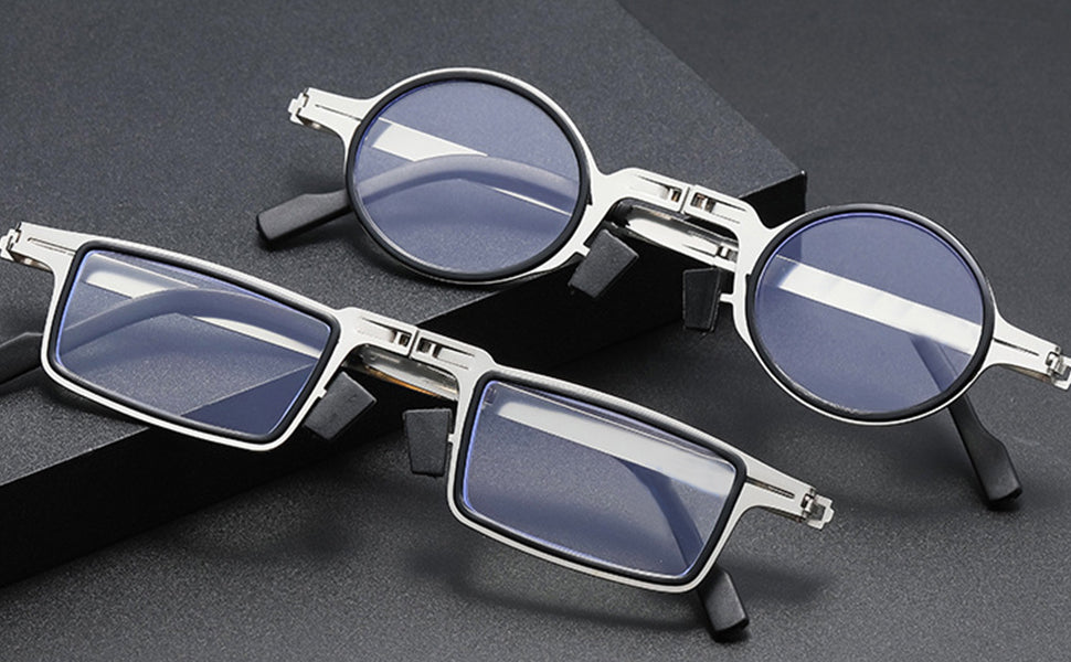 Lunettes pliantes unisexes – Anti-lumière bleue, monture métal, avec étui