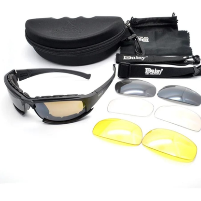 Lunettes de tir et de randonnée pour homme, modèle Daisy Tactical, polarisées, avec 4 verres et boîte d'origine.